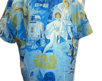 Star Wars A New Hope Mens Shirt Darth Vader Skywalker Leia C3P0  Size Small to 2X Made from Original Vintage Sheet Custom Made to Order
