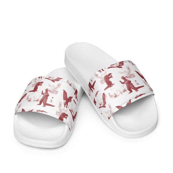 Godzilla Slides Godzilla Shoes Mens Gym Sandals Red Mothra King Ghidorah Gamera Custom Printed Made to Order Etsy Canada
