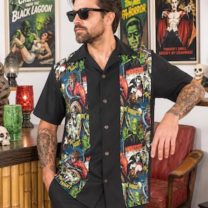 Classic Monsters Shirt, Men's  Size Small to 6XL, Dracula, Mummy, Wolfman, and Frankenstein's Monster, Universal Monsters 100% Cotton