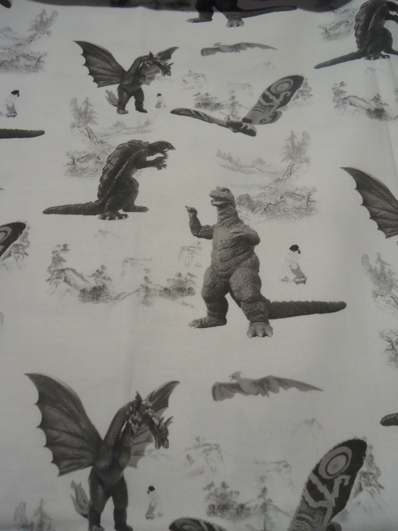 Godzilla, Mothra, King Ghidorah, and Gamera Mens Shirt Size small to 6XL , Godzilla Toile print 100% Cotton Panel Shirt Custom Made to order image 4