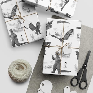 King of Monsters Gift Wrapping Paper Sheet, 1pc 30 by 36 inches, Godzilla, Gamera, King Ghidorah, Mothra, Custom Made to Order
