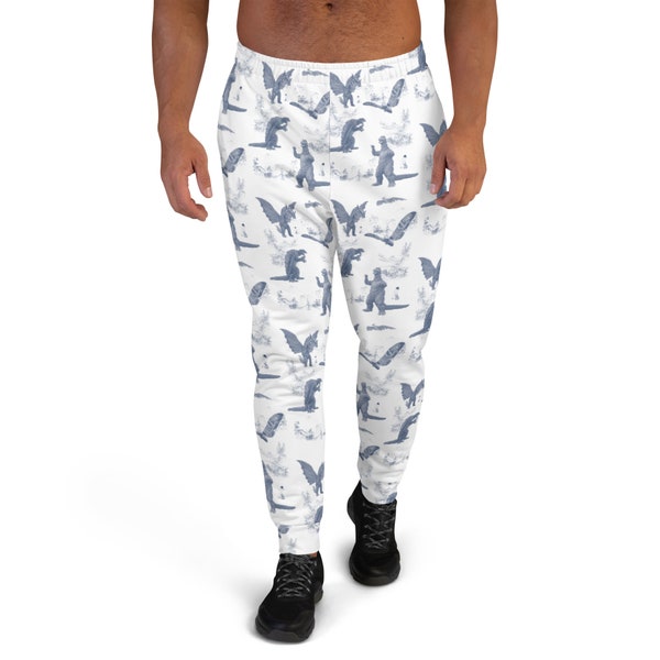 Godzilla Sweatpants, Blue, Godzilla pants, Mothra, King Ghidorah, Gamera, Custom printed Made to Order