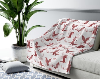 King of Monsters Sherpa Fleece Blanket, Godzilla Kaiju Throw 2 Sizes - Red