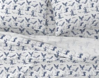 King of Monsters Bed Sheet Set, Godzilla Kaiju Bedding, Sizes Twin to King sizes, 100% Cotton Sateen 300 Thread Count