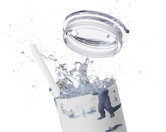 King of Monsters Trinkbecher, Edelstahlbecher mit Kaiju-Print - 20 Unzen Trinkbecher mit Strohdeckel, Monsterverse Geschenk - Blau