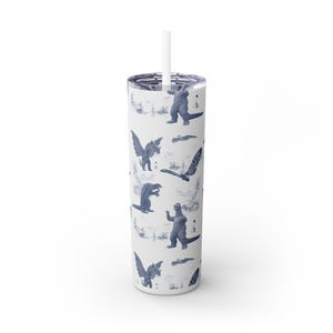 King of Monsters Drink Tumbler, Godzilla & Kaiju Stainless Steel Tumbler – 20oz Insulated Drink Cup with Straw Lid, Monsterverse Gift- Blue
