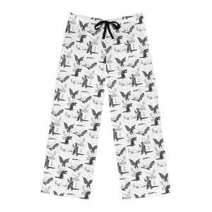 King of Monsters Men&#39;s Pajama Pants  Black, Godzilla, Gamera, King Ghidorah, Mothra, Custom Made to Order