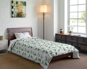 King of Monsters Comforter – Godzilla Kaiju Print Bedding | Soft Microfiber Quilt in Multiple Sizes - Green