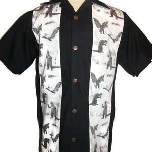Godzilla, Mothra, King Ghidorah, and Gamera Mens Shirt Size small to 6XL , Godzilla Toile print 100% Cotton Panel Shirt Custom Made to order