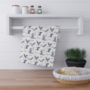 King of Monsters Kaiju Cotton Kitchen Towel, 100 % Cotton Twill Monster Tea Cloth,  Japanese Inspired Towel, Godzilla Movie Fan Gift