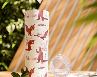 King of Monsters Trinkbecher, Godzilla & Kaiju Edelstahlbecher - 20 Unzen Trinkbecher mit Strohdeckel, Monsterverse Geschenk-Rot