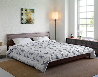 King of Monsters Comforter – Godzilla Kaiju Print Bedding | Soft Microfiber Quilt in Multiple Sizes - Blue