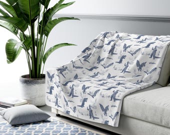 King of Monsters Sherpa Fleece Blanket, Godzilla Kaiju Sherpa Throw, 2 Sizes, Blue