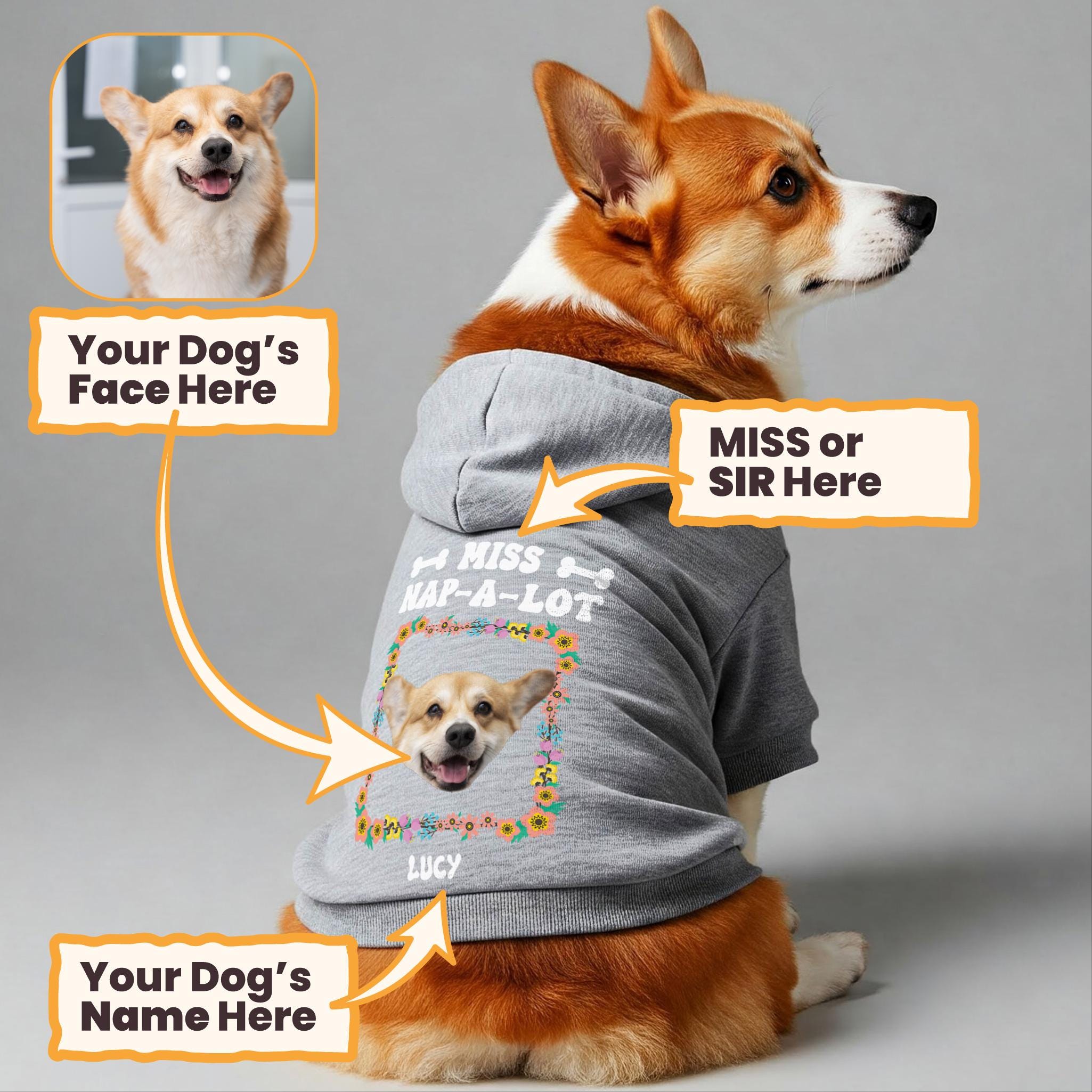 Personalisierte Pullover Haustier Personalisiertes Haustier-Sweatshirt Mit Namen & Foto - Individueller Kapuzenpullover Für Hunde & Katzen Haustierkleidung Mit Foto