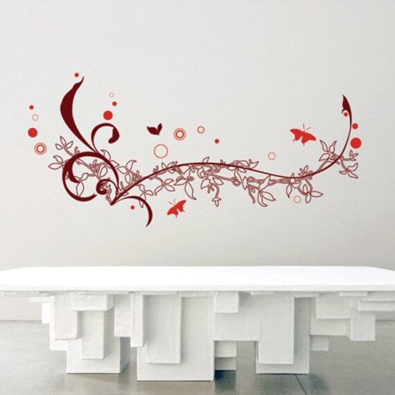 Items similar to Adieu Floral Extra Large Vinyl Wall Decal on Etsy