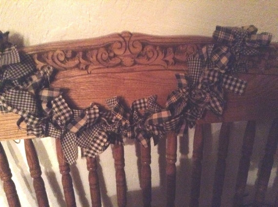 Six Foot Black Homespun Garland Handmade Country Primitive Six Foot Black Homespun Garland Handmade Country Primitive