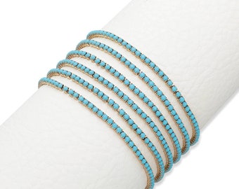 Turquoise Tennis Bracelet, Stretch Bracelet, Gifts for Her, Stackable Bracelets, Baby Boy Bridal Shower Favors, Something Blue