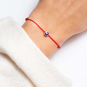 Fint rött snöre onda ögat armband, Mal De Ojo armband, vänskapsskyddande armband, matchande armband, önskan-gåva, bästis-gåva