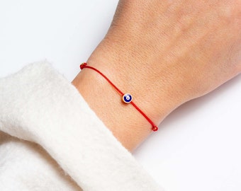 Dainty Evil Eye Bracelet Red String Evil Eye Jewelry Mal De Ojo Bracelet Friendship Bracelet Red Ribbon Protection Bracelet