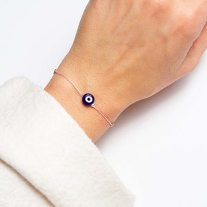 Silver String Greek Evil Eye Bracelet  Mal De Ojo Bracelet Evil Eye Protection Amulet  Bracelet Nazar Bracelet Dainty Evil Eye Anklet