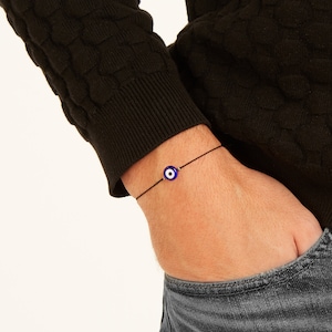 Zwarte boze oog herenarmband vrouwen boze oog sieraden boze oog snaararmband bescherming geluk armband spirituele sieraden