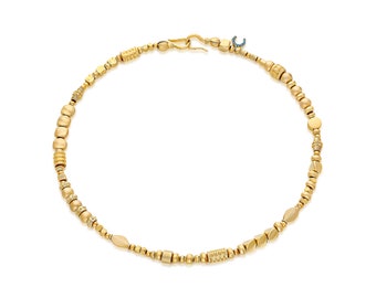 Gold Bead Choker Necklace: Turquoise Horseshoe Pendant, Friendship Jewelry