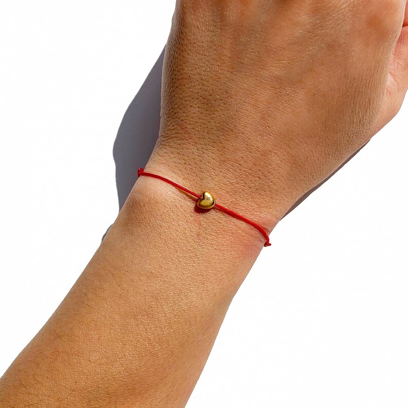 Red String Bracelet Heart Bracelet Friendship Bracelet Etsy