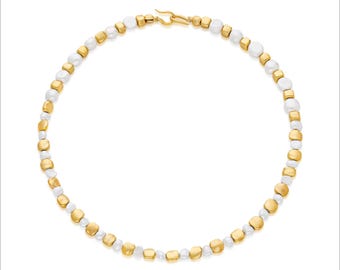 Handpicked Pearl Gold Nugget Necklace: 22K Gold Plated
