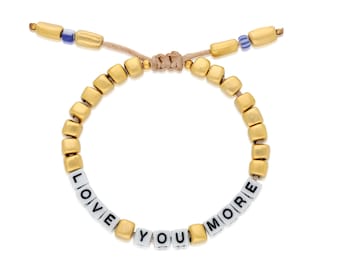 Gold Beaded Word Bracelet, Friendship Bracelet, Matching Bracelets, His and Hers Bracelets, Gift for best friend, Personalized Gifts