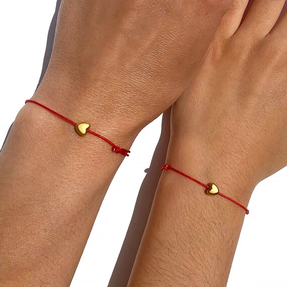 Red String Bracelet Heart Bracelet Friendship Bracelet Etsy