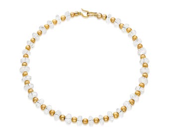 Gold Citrine Beaded Choker Necklace: Art Deco Style
