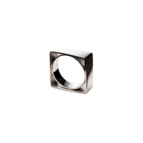 Square Silver Ring: Unisex Modernist Contemporary Jewelry - Etsy