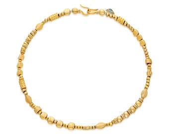 Gold Turquoise Evil Eye Necklace: Beaded Choker Chain