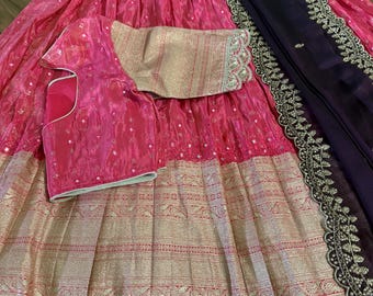 Pink Chikankari crepe Lehanga with stitched blouse and Dupatta