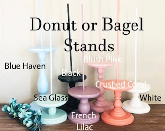 QTY 1- Donut Stands, Wedding Donut Stands, Donut Holder, Baby Shower Donuts, Donut Party, Donut Wall, Hand Painted,Bagel Stand,Dessert Table