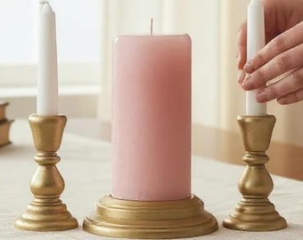 Unity Candlestick Set of 3 Hand Painted Champagne Wedding Candlestick Holders Unity Candle Holder Set Unity Candle Home Decor Accents