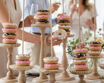 Wood Donut Stand Handmade Wedding Donut Stand Party Breakfast Bar Bagel Ideas Party Supplies Dessert Table Decor Bagel Display Dessert Table