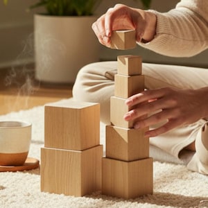 Large Solid Wood Blocks Baby Shower Picture Wood Cube Yahtzee Blocks Multi Purpose Various Sized Blocks Game Blocks Crafting Blocks