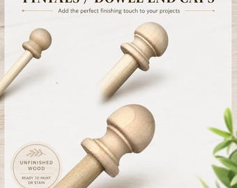 Wooden Finial Round Cap Dowel End Curtain Rod Topper Set Wood Finials Decorative Wood Working Project Dollhouse Furniture Chair Set of 10