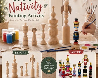 Diy Nativity Painting Kit Christmas Craft Holiday Project Supply Unfinished Wood Decoration Modern Manger Scene Midcentury Wooden Handmade