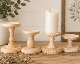 Wooden Candlestick Holder Wedding Table Centerpiece Ideas Rustic Decor Farmhouse Style Natural Wood Pillar Stand Decorative Candle Stick