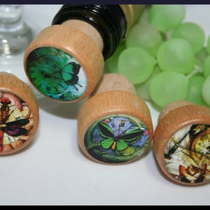 QTY 1 Wine Stoppers Dragonflies and Butterflies Steam Punk Wine Stoppers, Over 40 Wine Stopper Designs, Friend Gift, Wedding Favor, Cork image 2