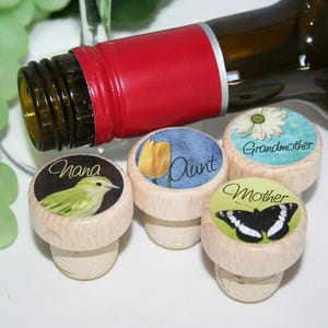 QTY 1 Mother, Aunt, Nana, God Mother Wine Stoppers, Family Gift, Mothers Day Gift, Wine Lover, Cork Stopper, Wedding Gift, Aunt Gift image 3