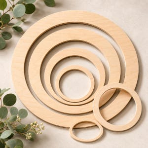Custom Wood Ring Shape DIY Circles Frame Round Picture Frame Door Wreath Wood Craft Shapes Craft Ring DIY Frame Circle Ring 1/2 Inch Thick image 1