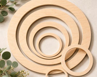 Custom Wood Ring Shape DIY Circles Frame Round Picture Frame Door Wreath Wood Craft Shapes Craft Ring DIY Frame Circle Ring 1/2 Inch Thick