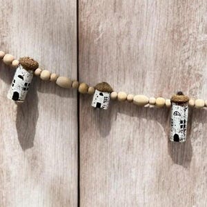 Guirnalda de cuentas de madera para decoración del hogar, bandeja decorativa, guirnalda de cuentas, guirnalda de repisa, decoración del hogar, guirnalda hecha a mano