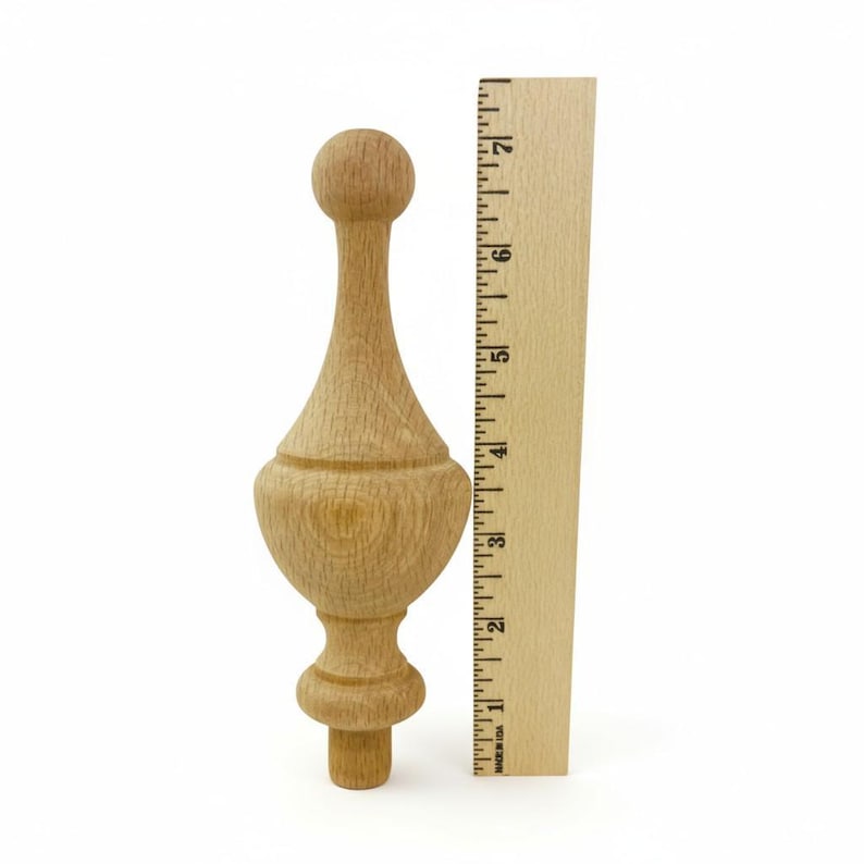 Wooden Curtain Rod Finial Unfinished Maple Material Bedpost Topper Replacement Jar Lid Decoration Chair Post Cap Furniture Restoration Part DIY Home Project Supply Quality Construction Detail Smooth Texture Surface Ready For Paint Stain