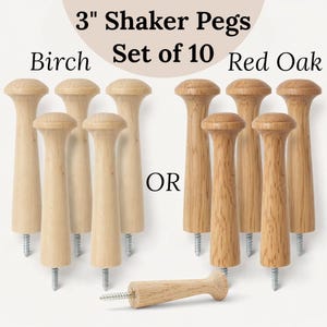 Cabide de madeira estilo Shaker de 7,6 cm com parafuso para casacos, faça você mesmo, cabide para jaquetas, trilhos para entrada, cabide para lavanderia, cabide de madeira de bétula ou carvalho vermelho.