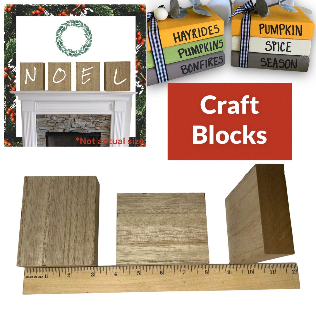 QTY 3 MDF Unfinished Wood Blocks, Sign Block, DIY Craft, Crafter Blocks,  Wedding Decor, Mini Wood Bookstacks, Blank Wood Blocks, Tray Decor 