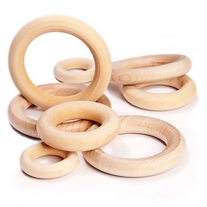 QTY 1 Wooden Rings, Baby Rings, DIY Wooden Rings, Wedding Wood Rings, Teething Rings, Bottle Toss Ring, Ring Toss, Napkin Rings, Wood Rings image 3